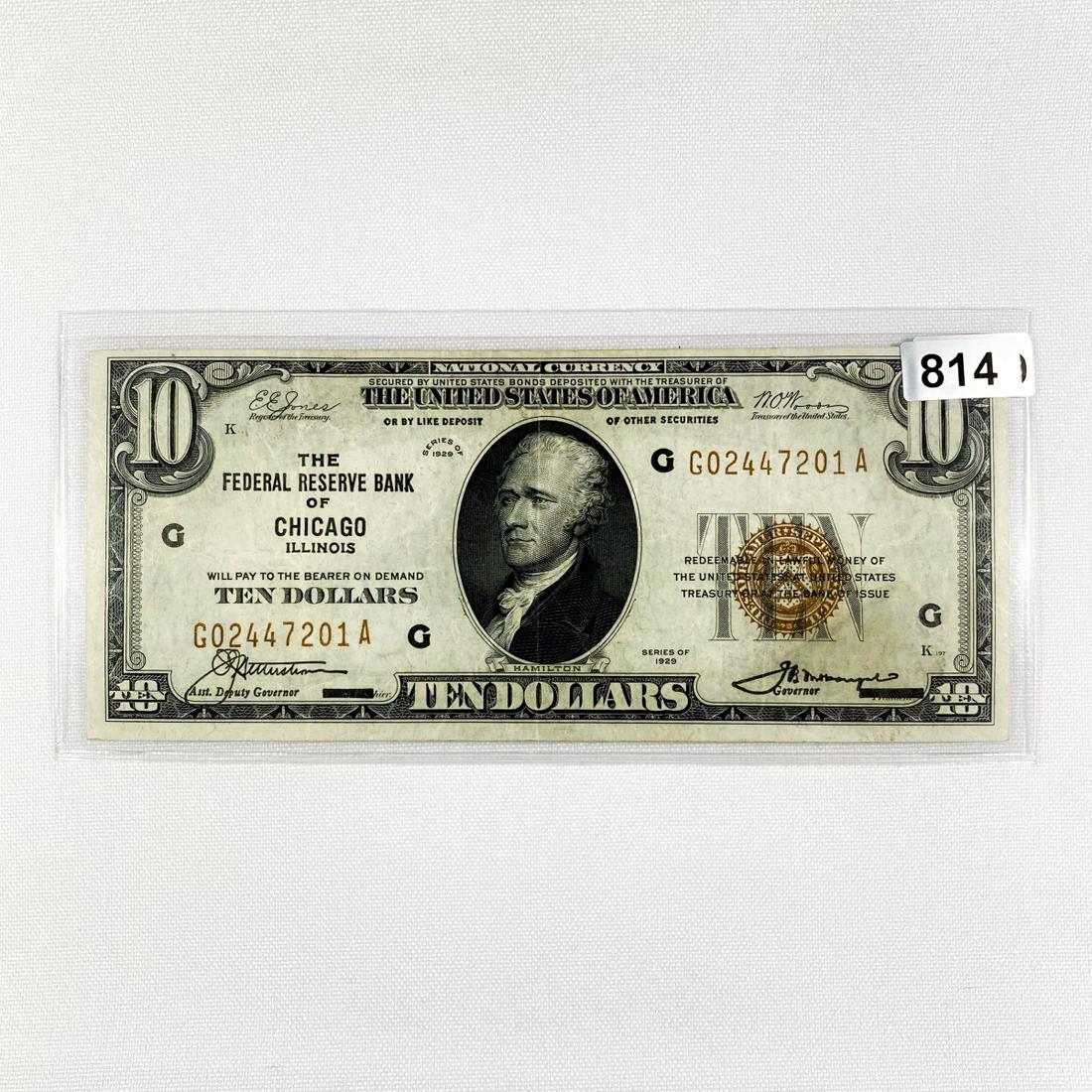 1929 $10 Chicago Bank, IL National Bank Note N (1 of 2)