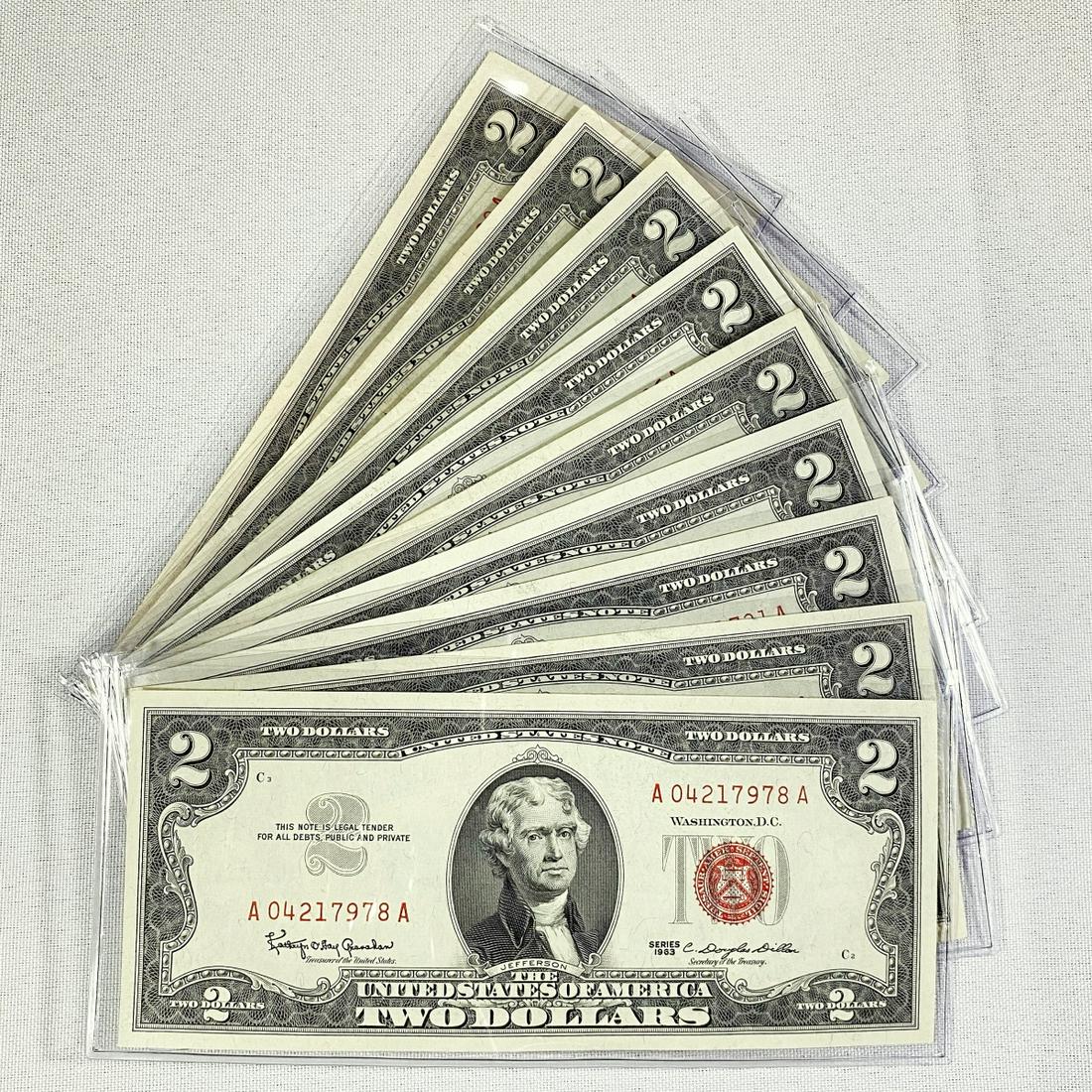 (9) $2 Fed Reserve Notes -AU-UNC (1 of 2)