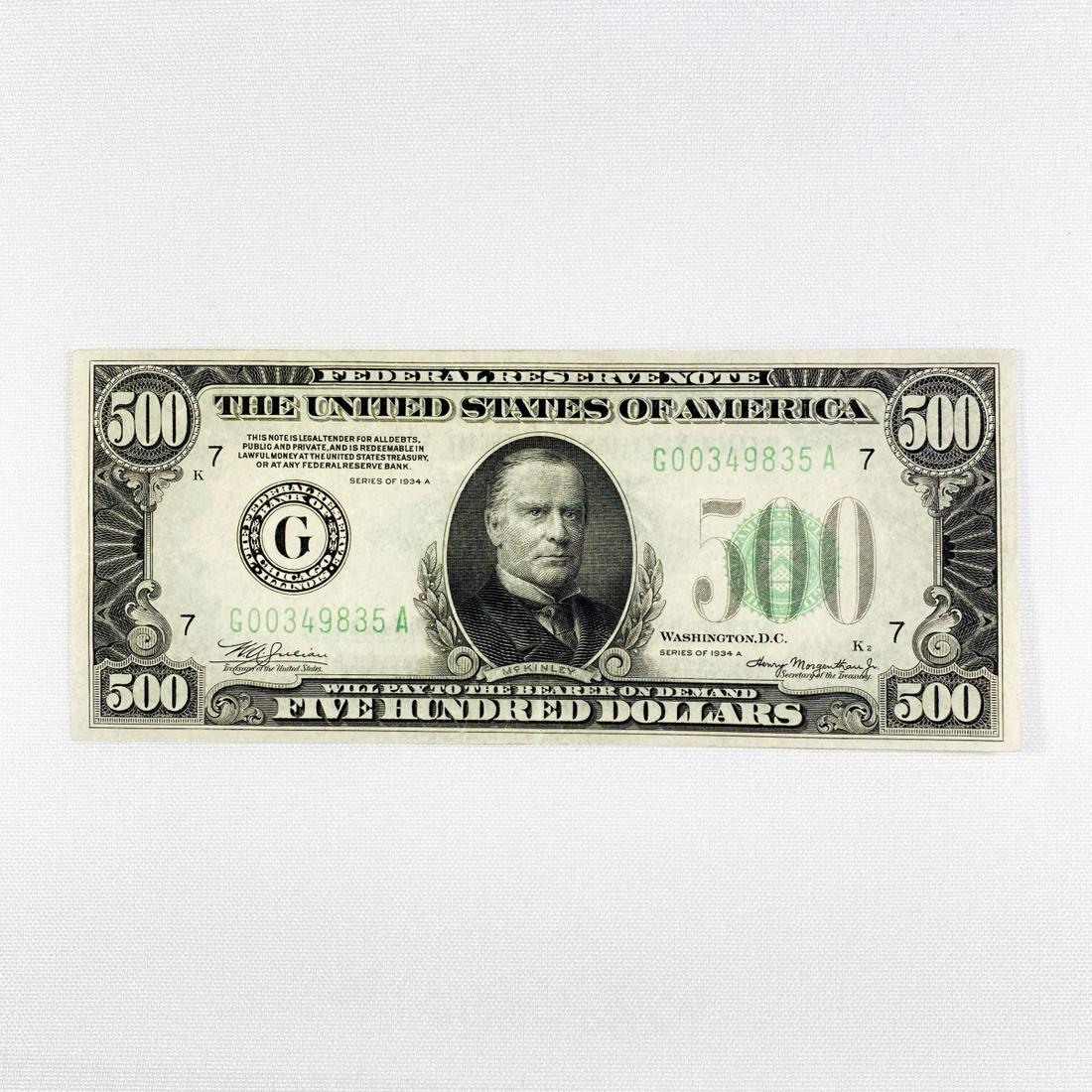 1934 A $500 Five Hundred Dollar Fed Reserve Note (1 of 2)