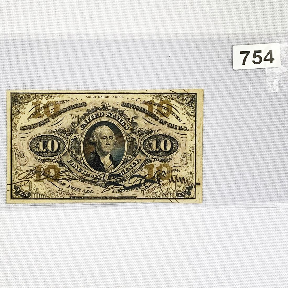 1863 Series 10c Fractional Currency LIGHTLY CIRC (1 of 2)