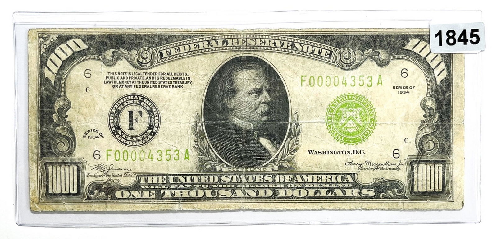 1934 $1000 Thousand Dollar Fed. Reserve Note - (1 of 2)