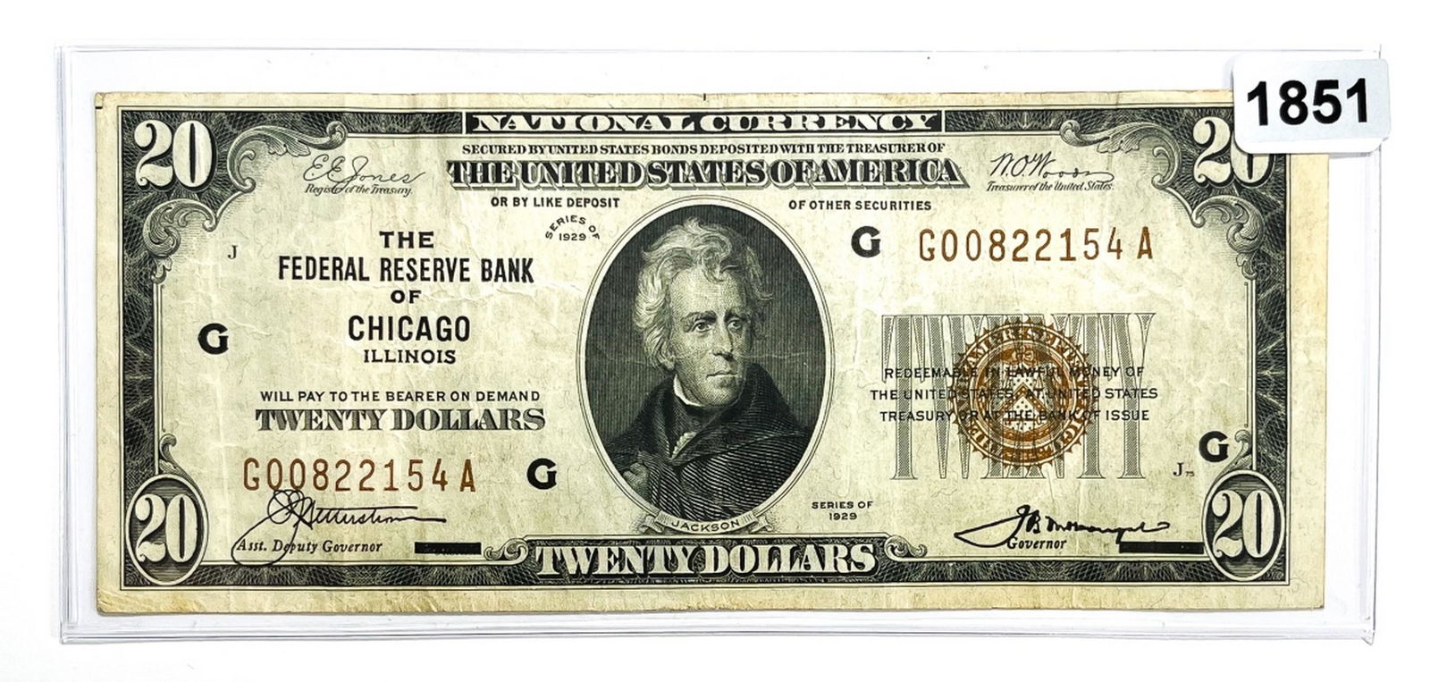 1929 $20 Twenty Dollar National Bank Note - (1 of 2)
