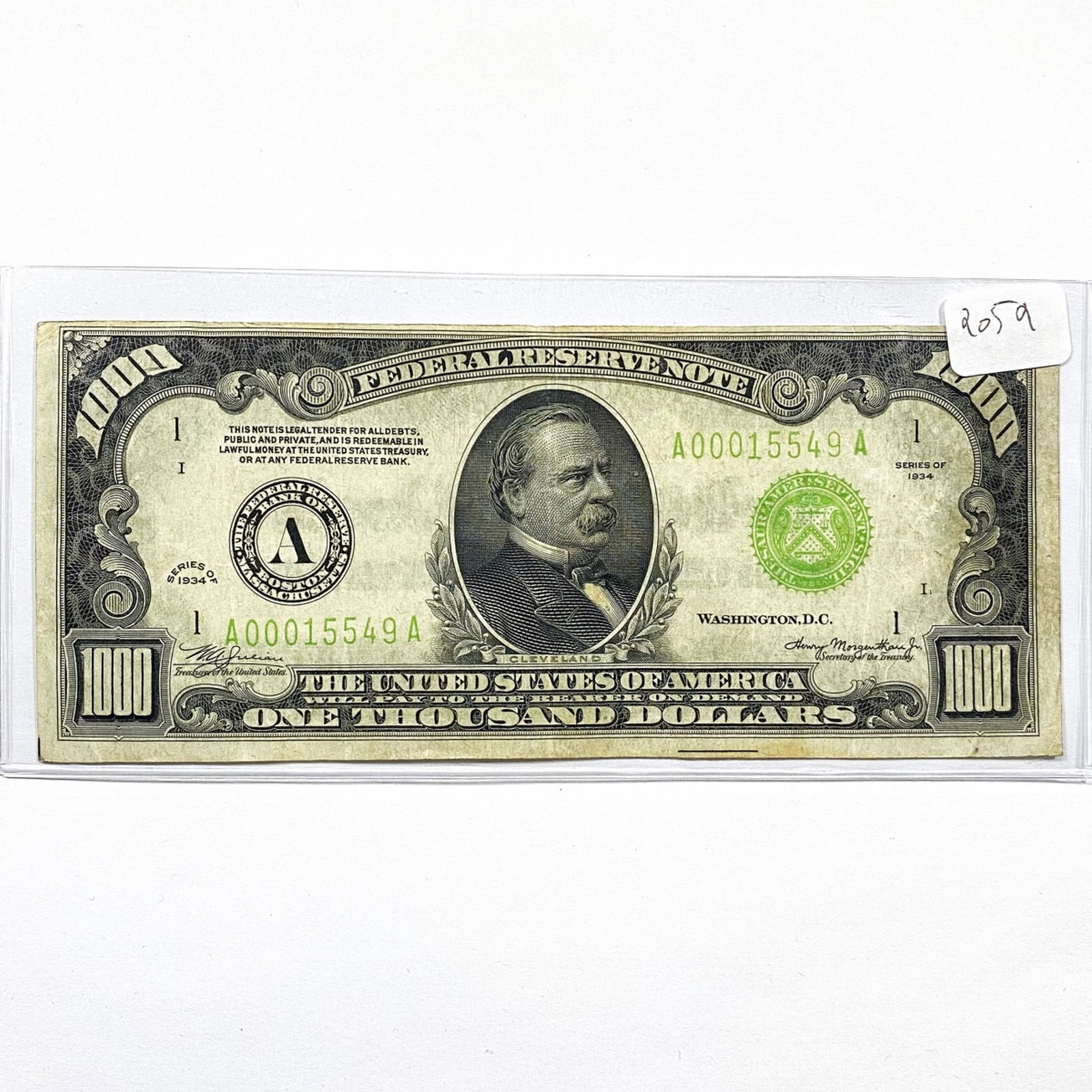 1934 $1000 Thousand Dollar Fed. Reserve Note (1 of 2)