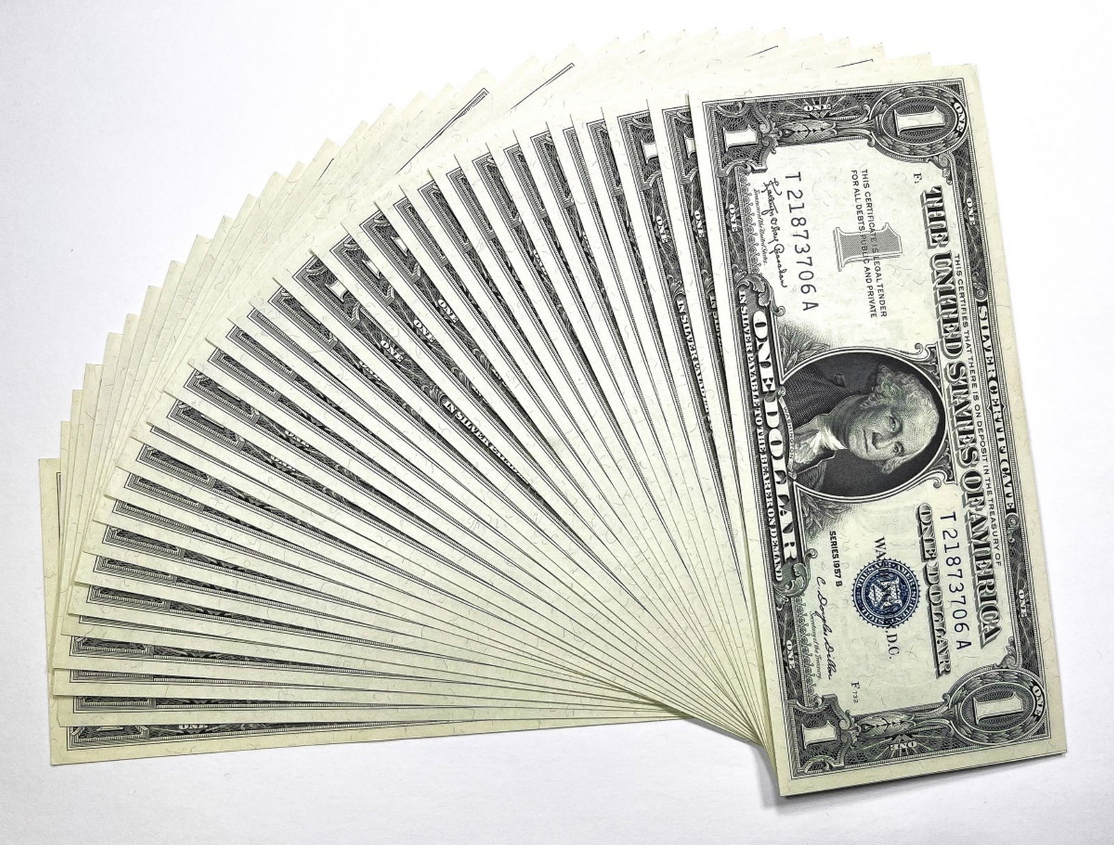 (44) 1957-B Consec. $1 Silver Certificates (1 of 2)