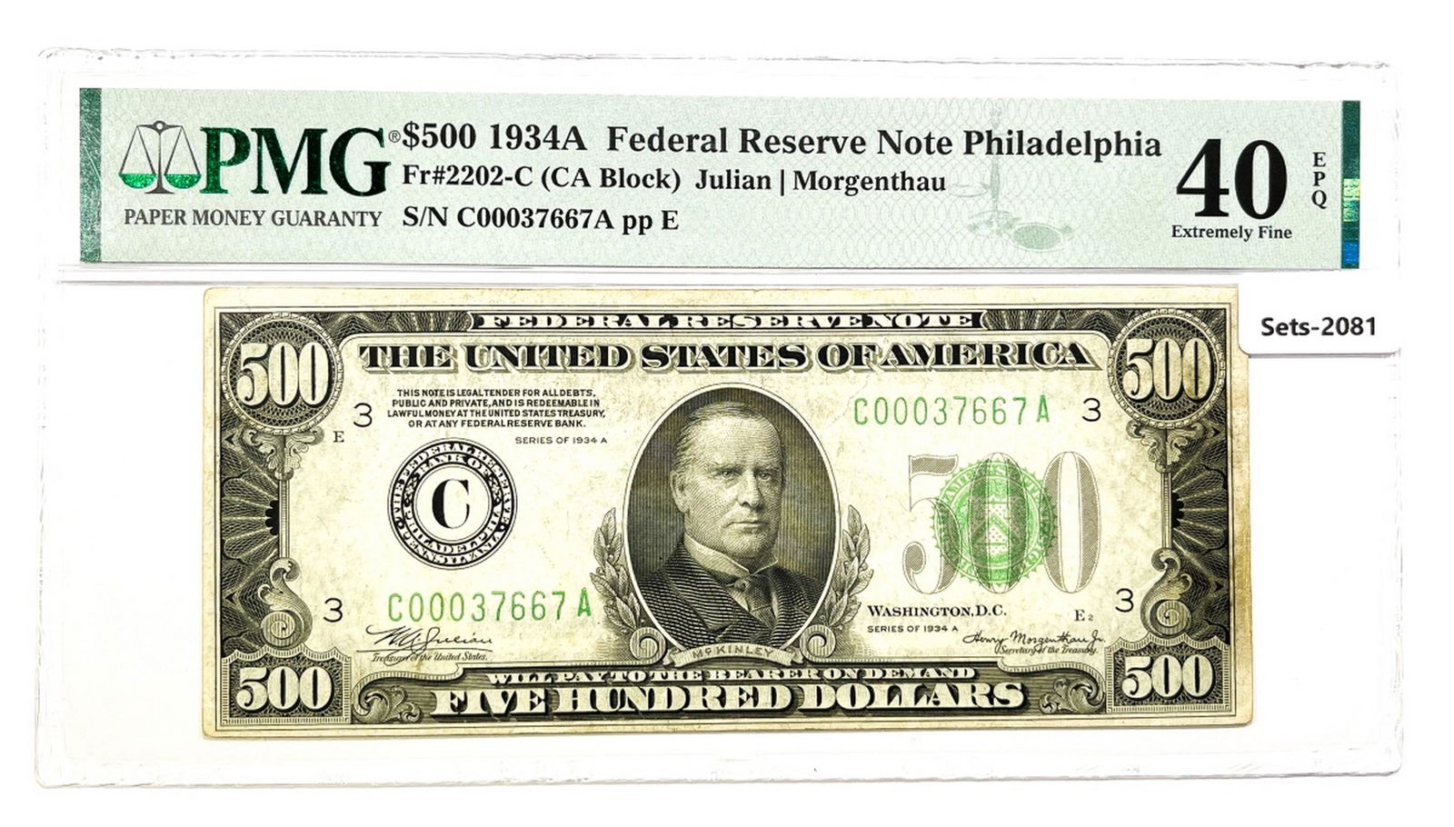 1934-A St. Louis $500 Five Hundred Dollar Fed Rese (1 of 2)