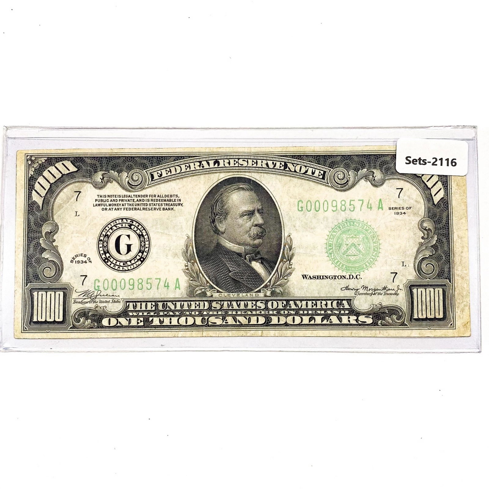 1934 $1000 Thousand Dollar Fed. Reserve Note (1 of 2)
