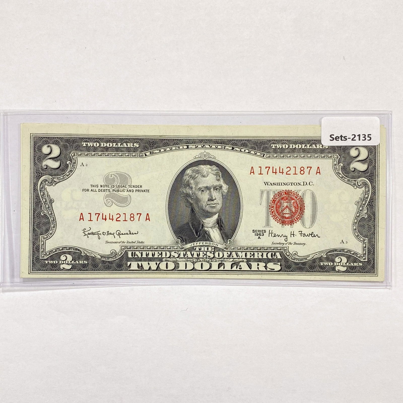 (2) 1963-A Consec. $2 Legal Tender Notes (1 of 1)