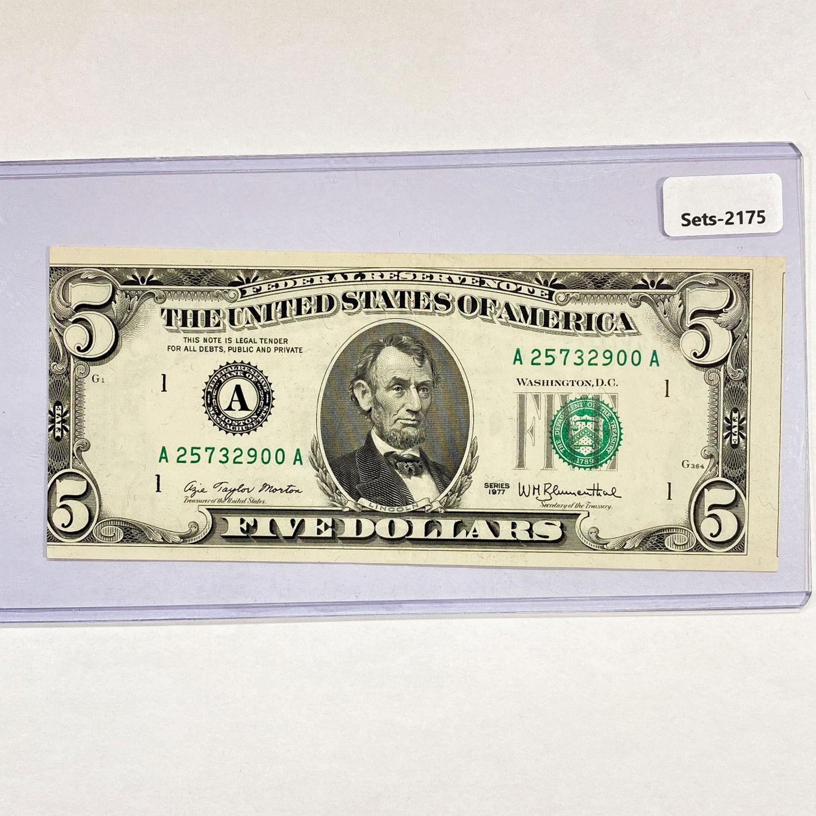 1977 Error $5 Fed. Reserve Note (1 of 2)