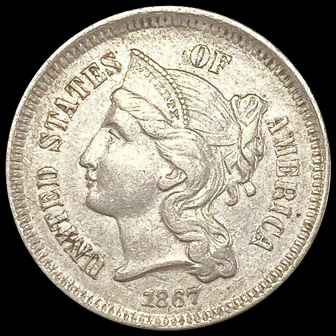 1867 Nickel Three Cent CLOSELY UNCIRCULATED: 1867 Nickel Three Cent CLOSELY UNCIRCULATED