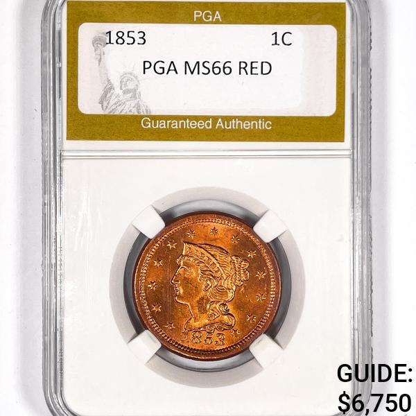 1853 Large Cent PGA- MS66 RED: 1853 Large Cent PGA- MS66 RED