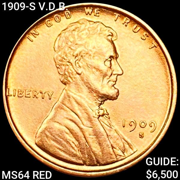 1909-S V.D.B. Lincoln Wheat Cent CHOICE BU RED: 1909-S V.D.B. Lincoln Wheat Cent CHOICE BU RED