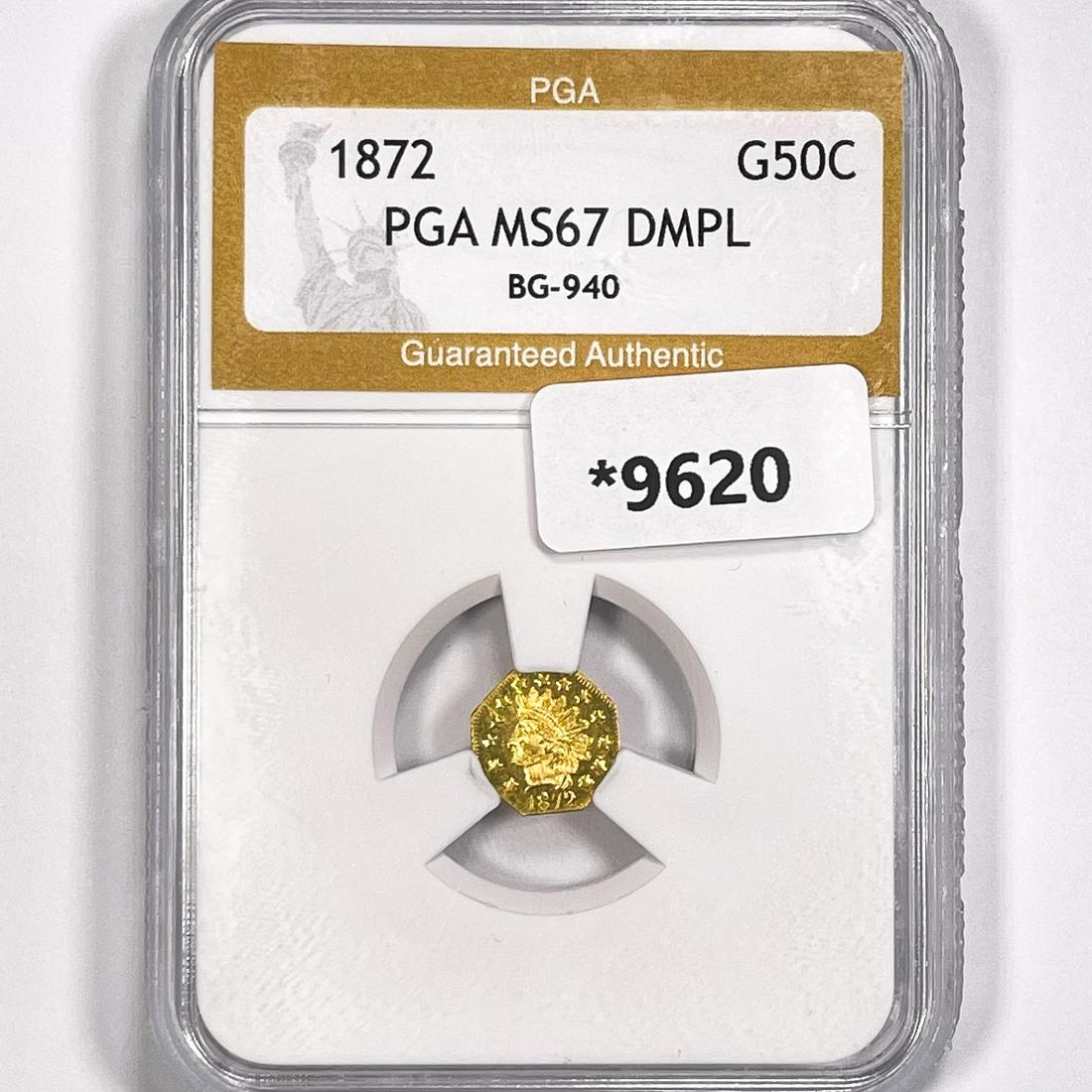 1872 BG-940 California Gold Half Dollar PGA-MS67: 1872 BG-940 California Gold Half Dollar PGA-MS67