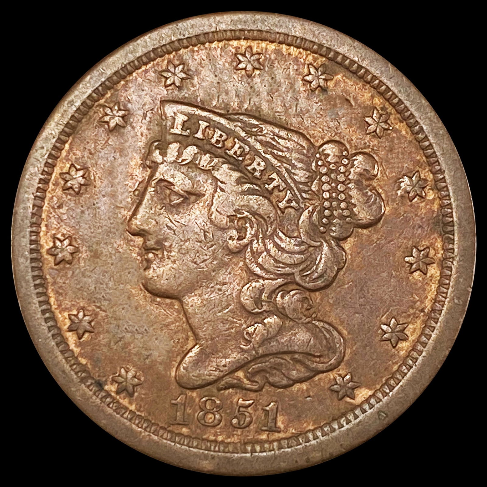 1851 Braided Hair Half Cent LIGHTLY CIRCULATED (1 of 2)
