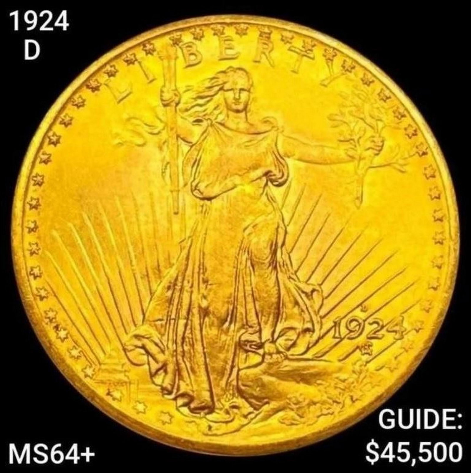 1924-D $20 Gold Double Eagle CHOICE BU+ (1 of 2)