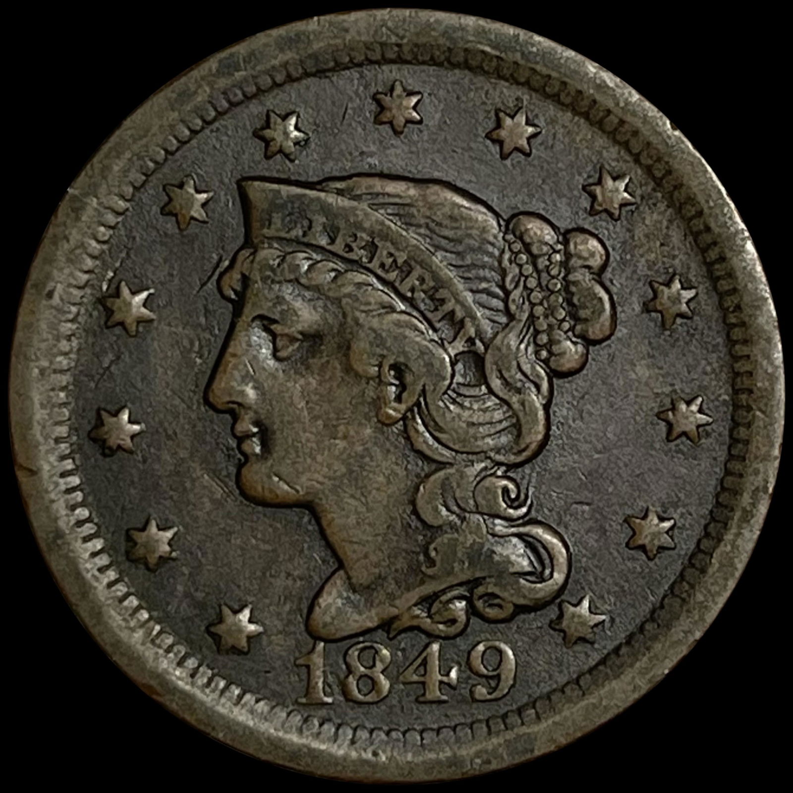 1849 Large Cent ABOUT UNCIRCULATED (1 of 2)