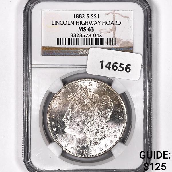 1882-S Morgan Silver Dollar NGC MS63 Lincoln HWY (1 of 2)