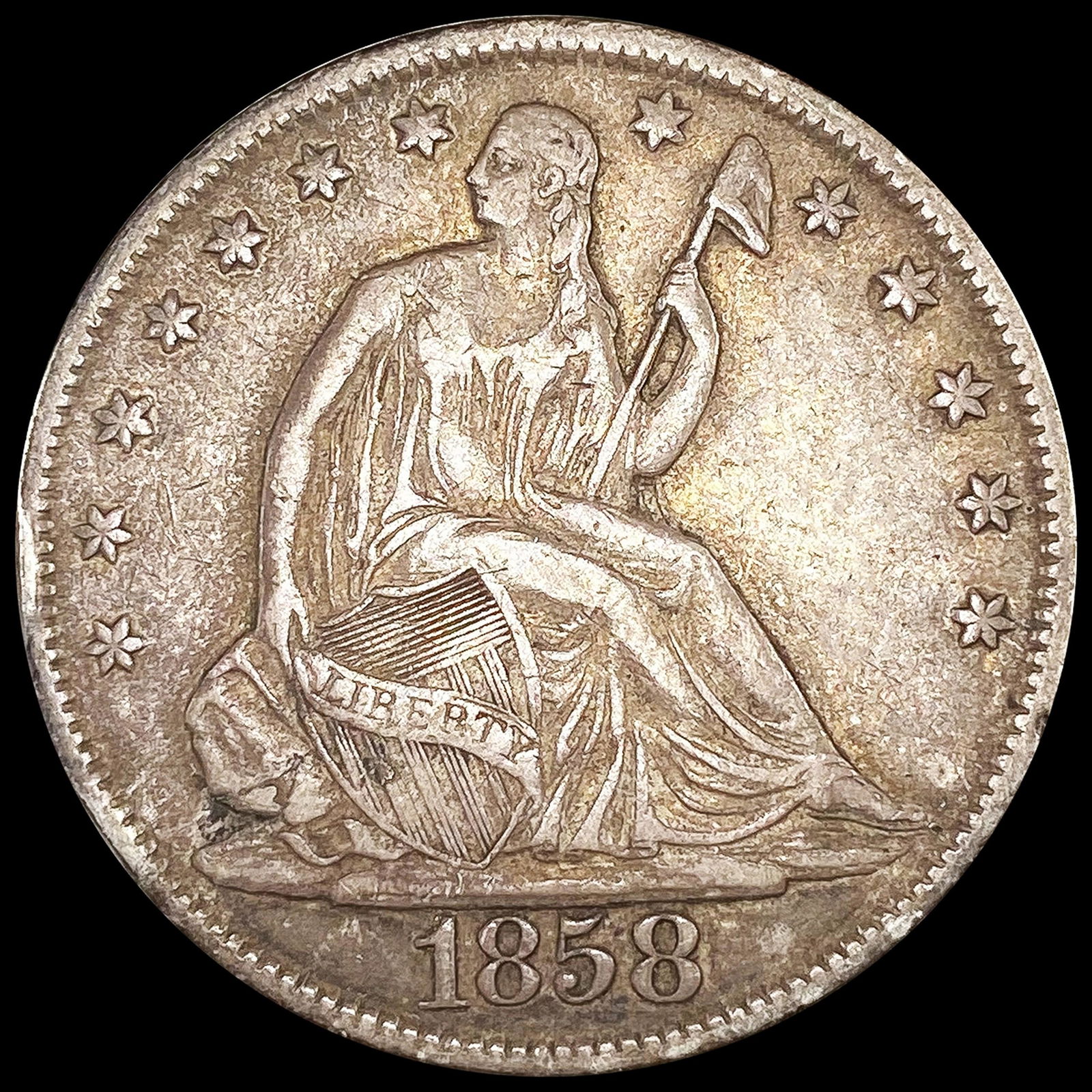 1858-O Seated Liberty Half Dollar NICELY CIRC (1 of 2)