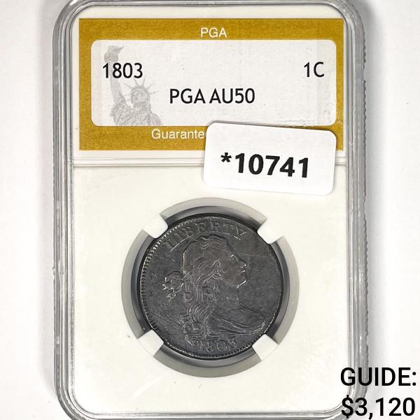 1803 Draped Bust Large Cent PGA AU50 (1 of 2)