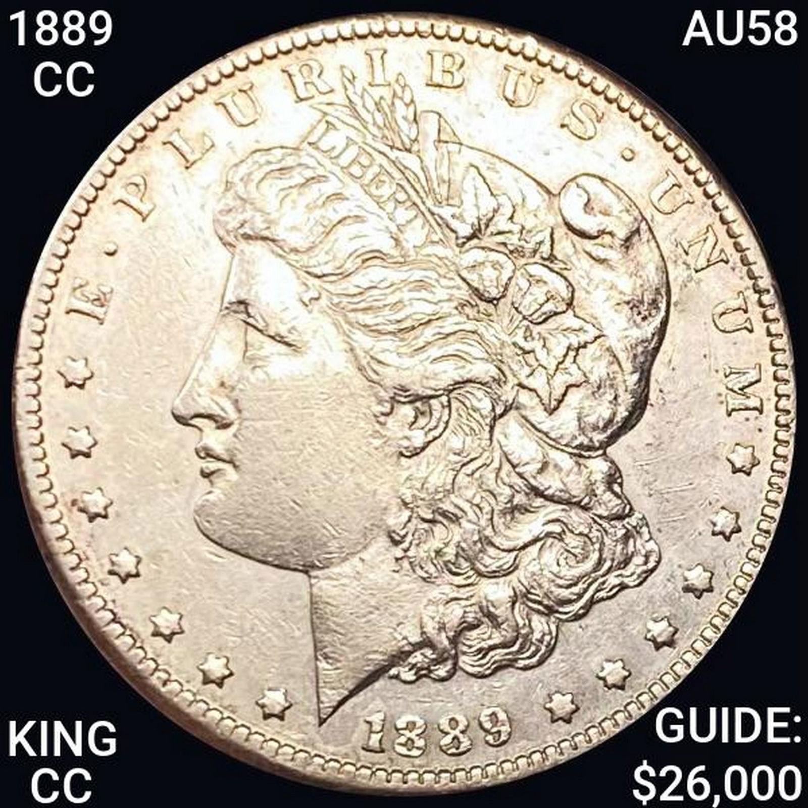 1889-CC KING CC Morgan Silver Dollar CHOICE AU (1 of 2)