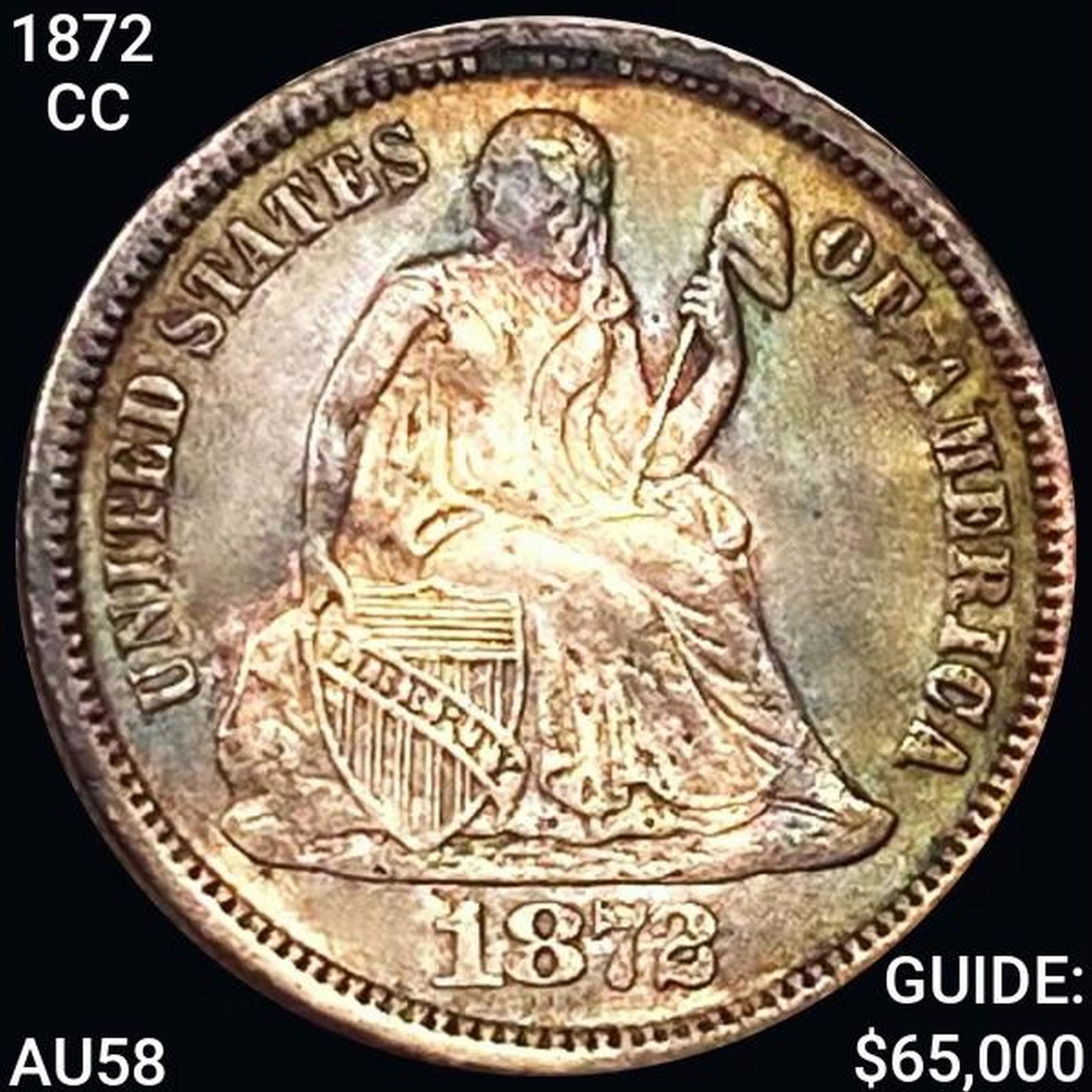 1872-CC Seated Liberty Dime CHOICE BU (1 of 2)
