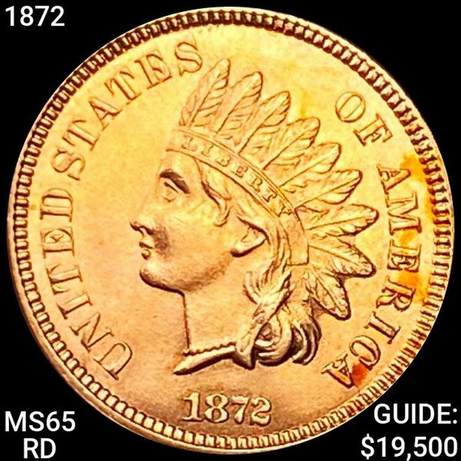 1872 Indian Head Cent GEM BU RD (1 of 2)