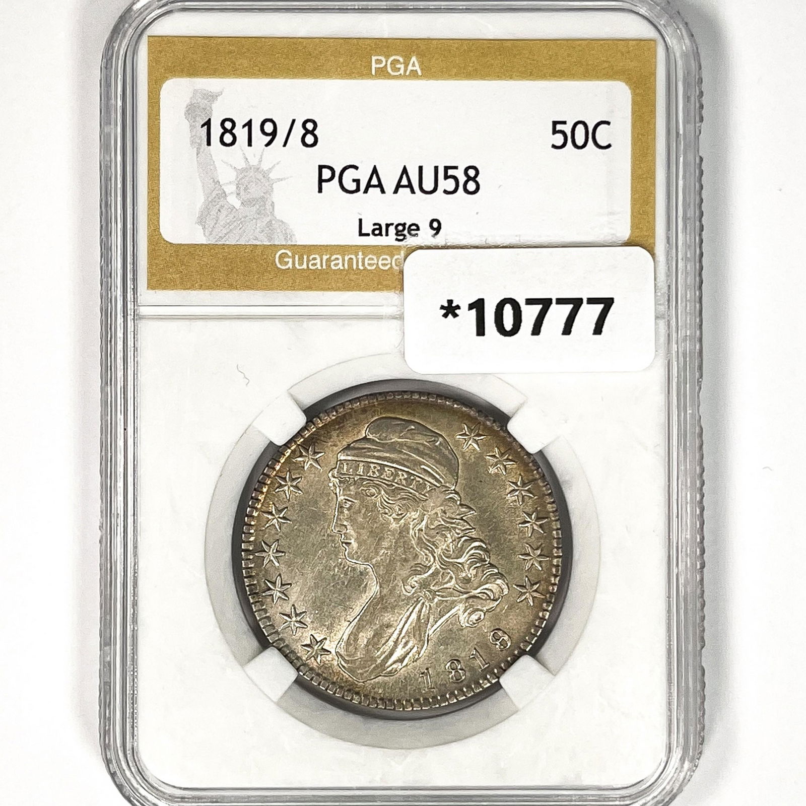 1819/8 Capped Bust Half Dollar PGA AU58 Lg 9 (1 of 2)