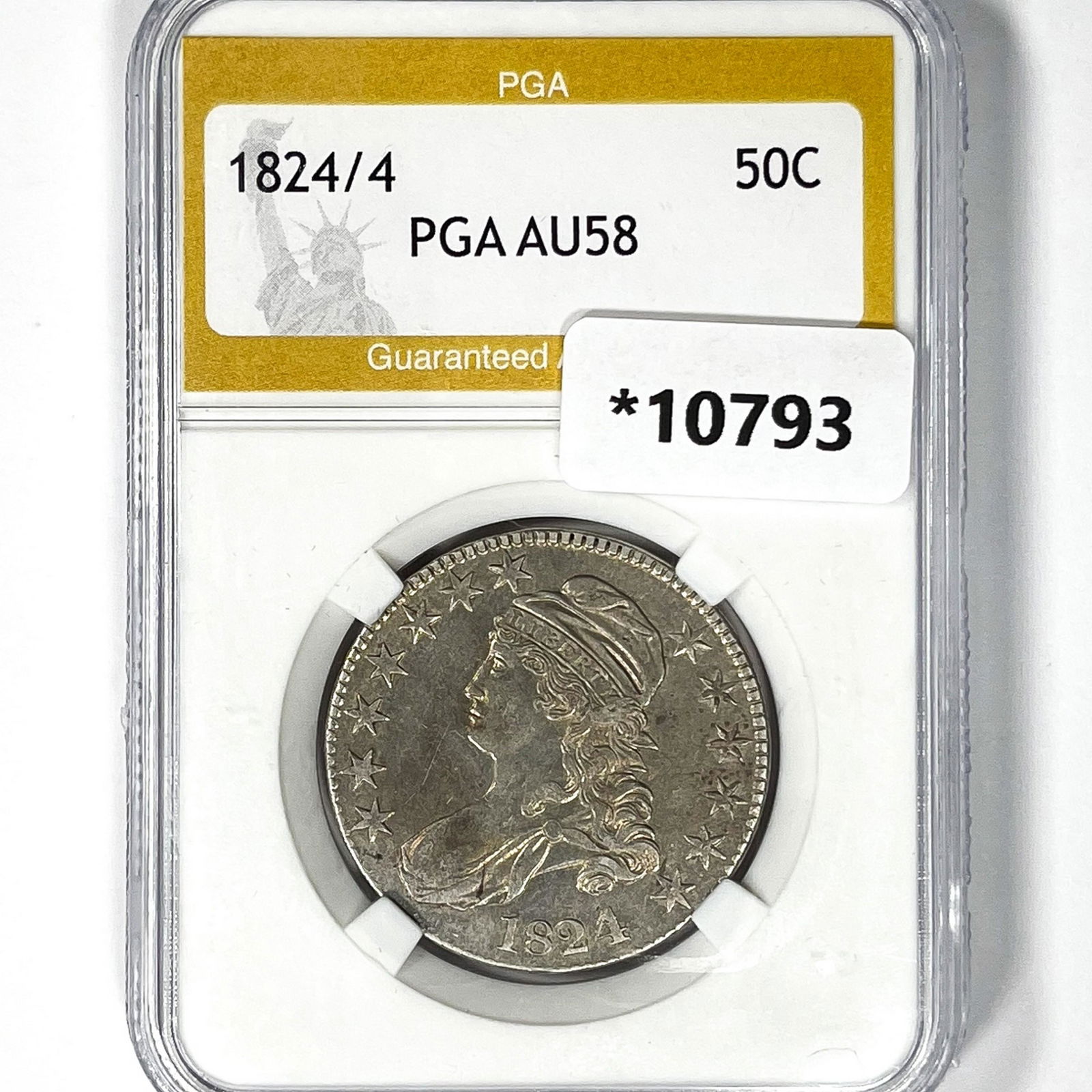 1824/4 Capped Bust Half Dollar PGA AU58 (1 of 2)