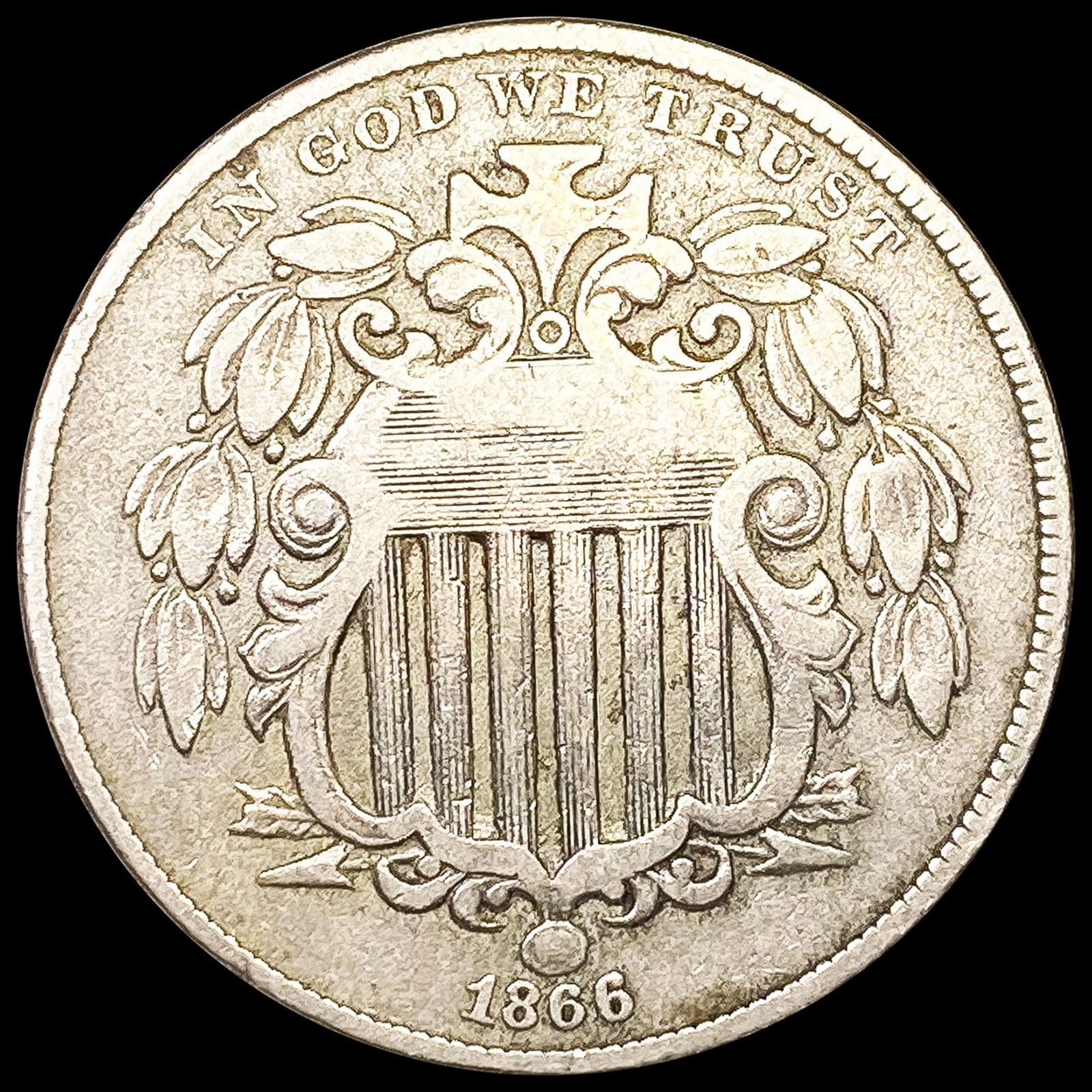 1866 Rays Shield Nickel NICELY CIRCULATED (1 of 2)