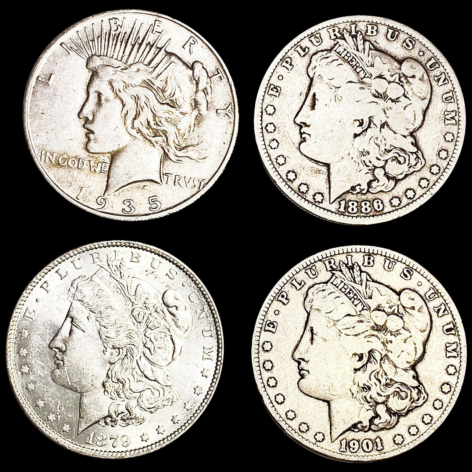 (4) Misc Silver Dollars (1 of 2)