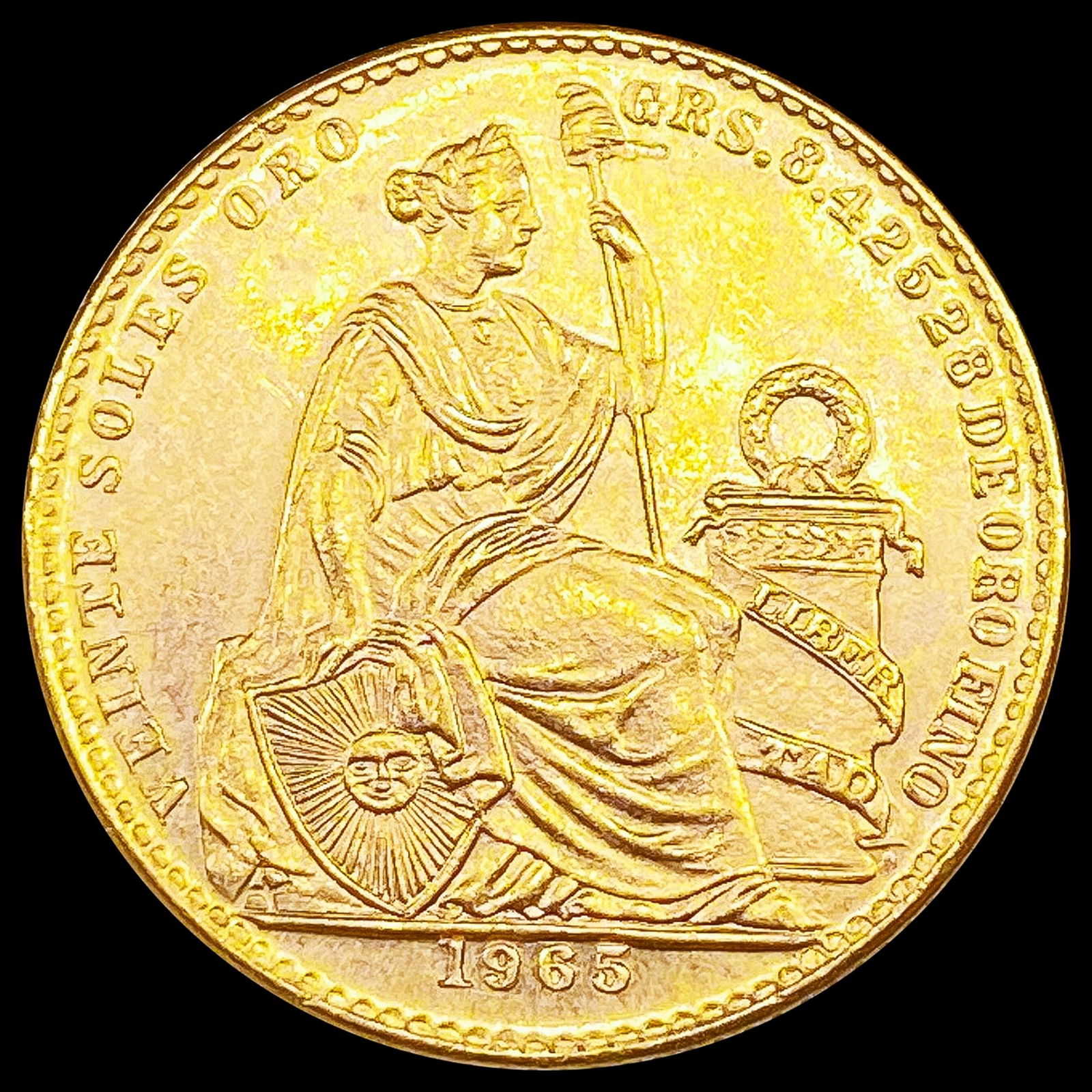 1965 Peru Gold 20 Soles CHOICE BU (1 of 2)