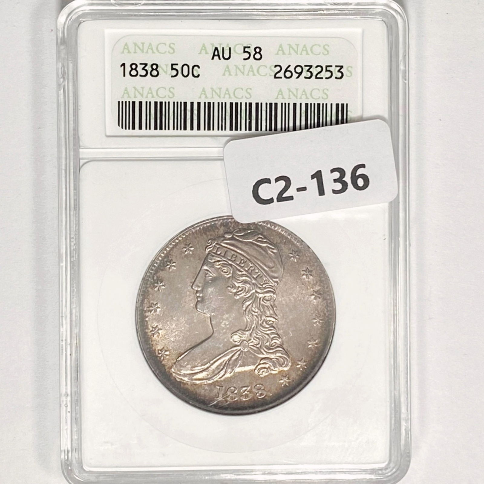 1838 Capped Bust Half Dollar ANACS AU58 (1 of 2)