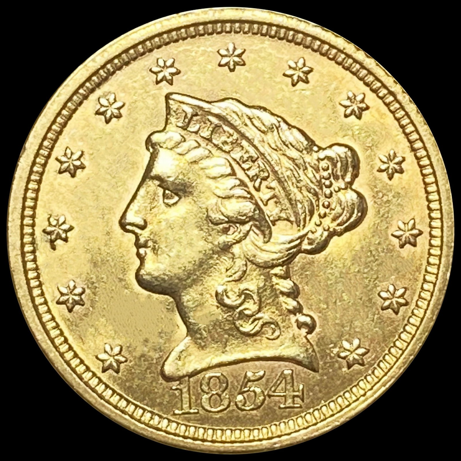 1854 $2.50 Gold Quarter Eagle CLOSE UNC (1 of 2)