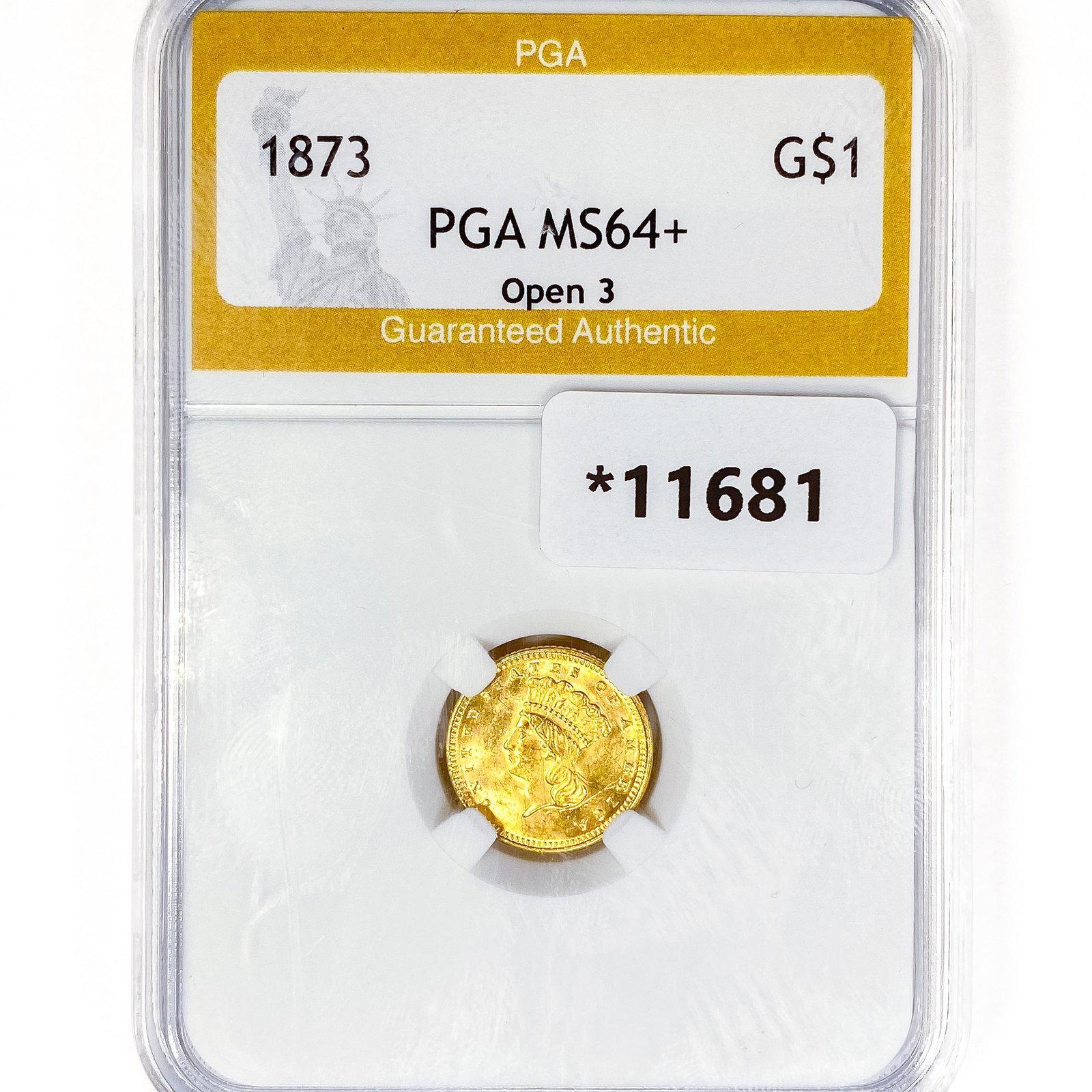1873 Rare Gold Dollar PGA MS64+ Open 3 (1 of 2)