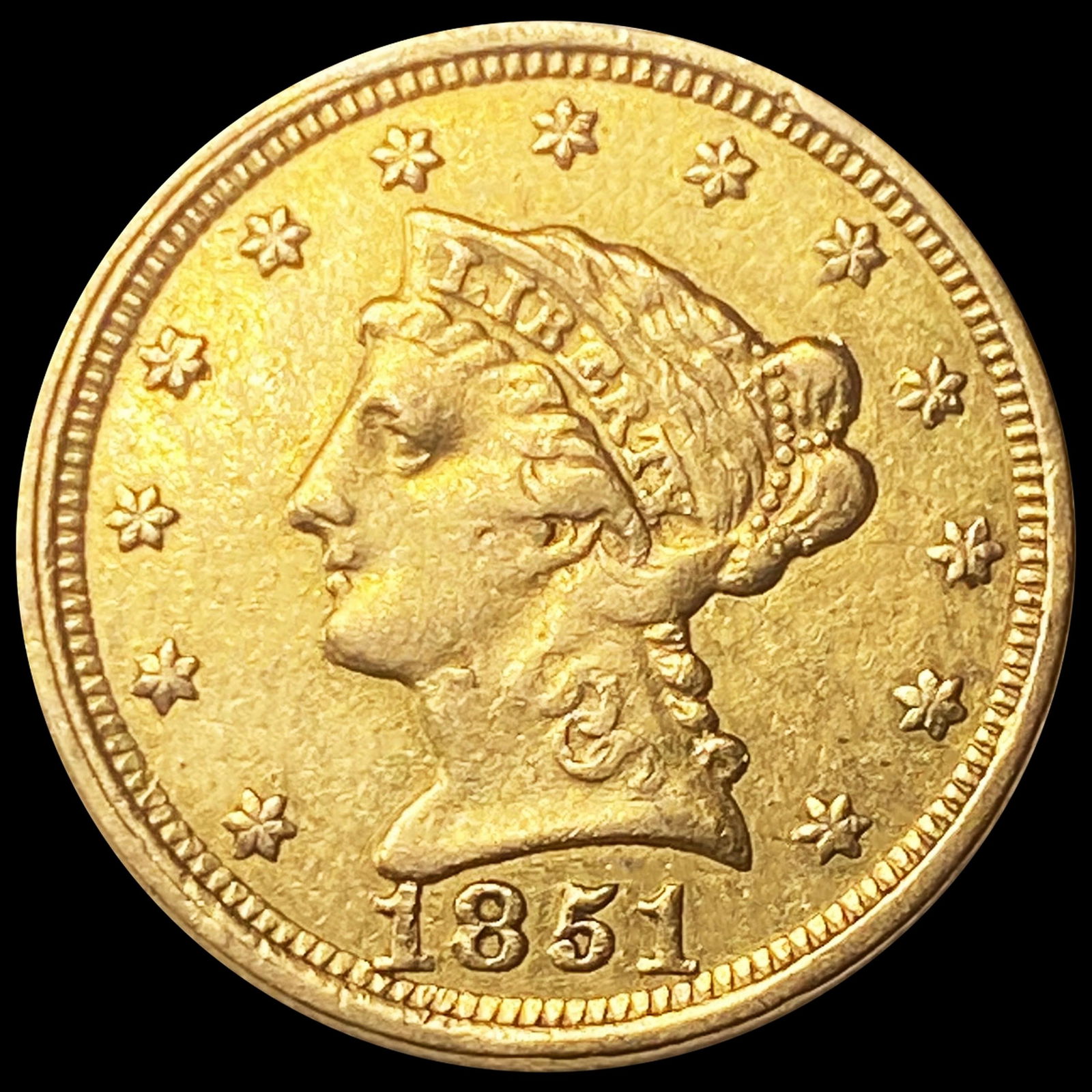 1851 $2.50 Gold Quarter Eagle ABOUT UNCIRCULATED (1 of 2)