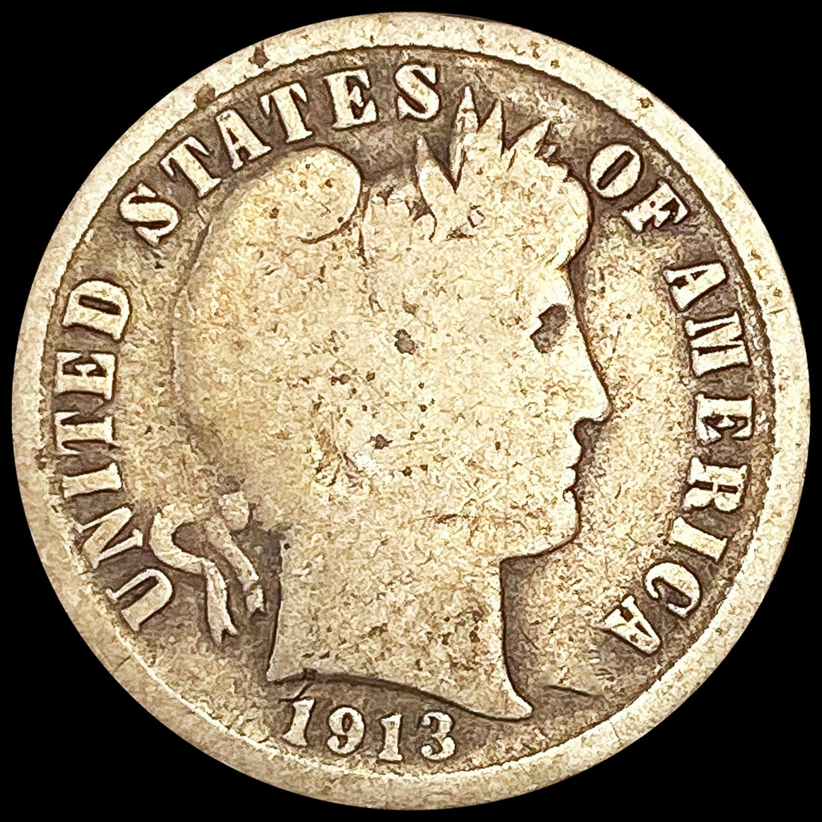 1913-S Barber Dime NICELY CIRCULATED (1 of 2)