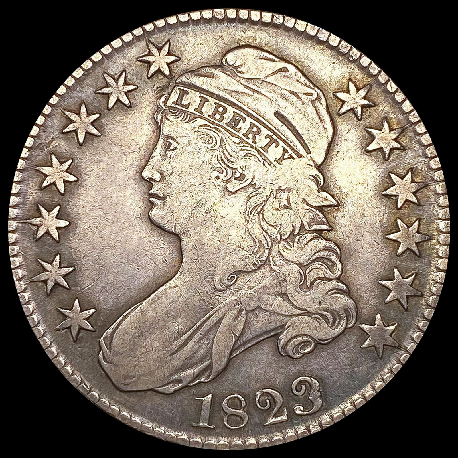 1823 Ugly 3 Capped Bust Half Dollar NICELY CIRC (1 of 2)
