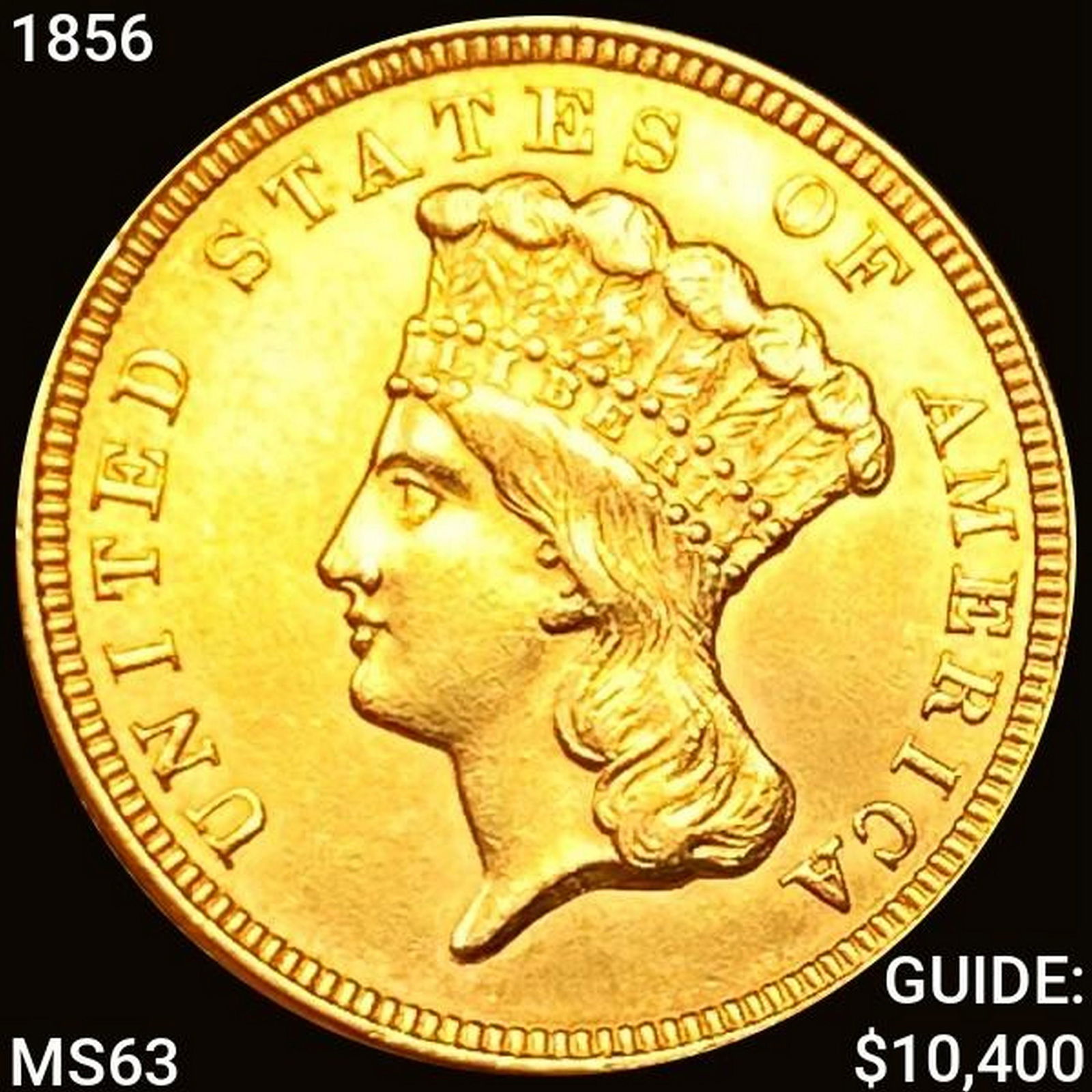 1856 $3 Gold Piece CHOICE BU (1 of 2)