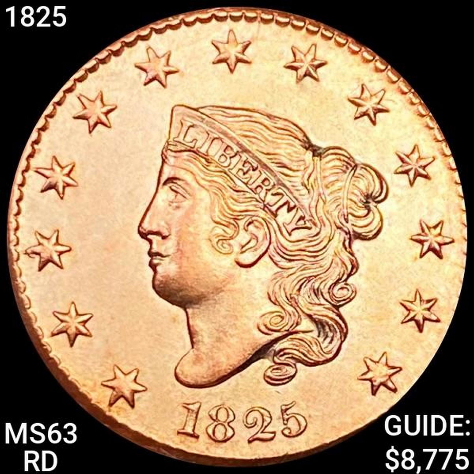 1825 Liberty Head Large Cent CHOICE BU RD (1 of 2)