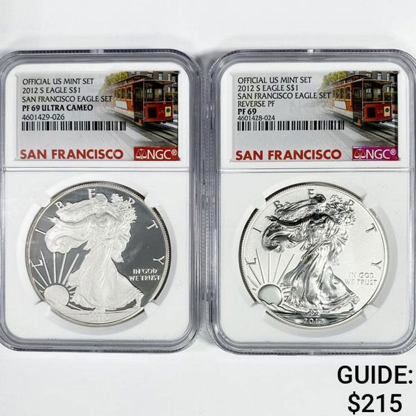 2012-S Set (2) Silver Eagle NGC PF69 1 UC, 1 Rev (1 of 2)