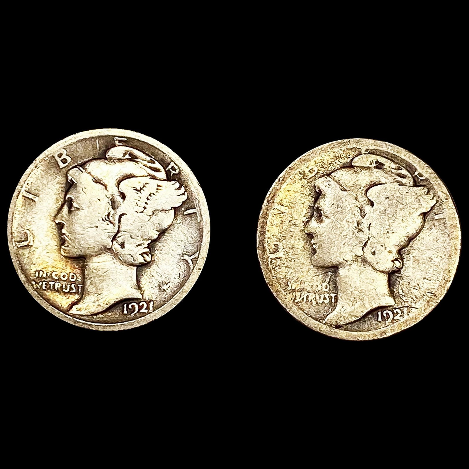 (2) 1921 Mercury Dimes NICELY CIRCULATED (1 of 2)