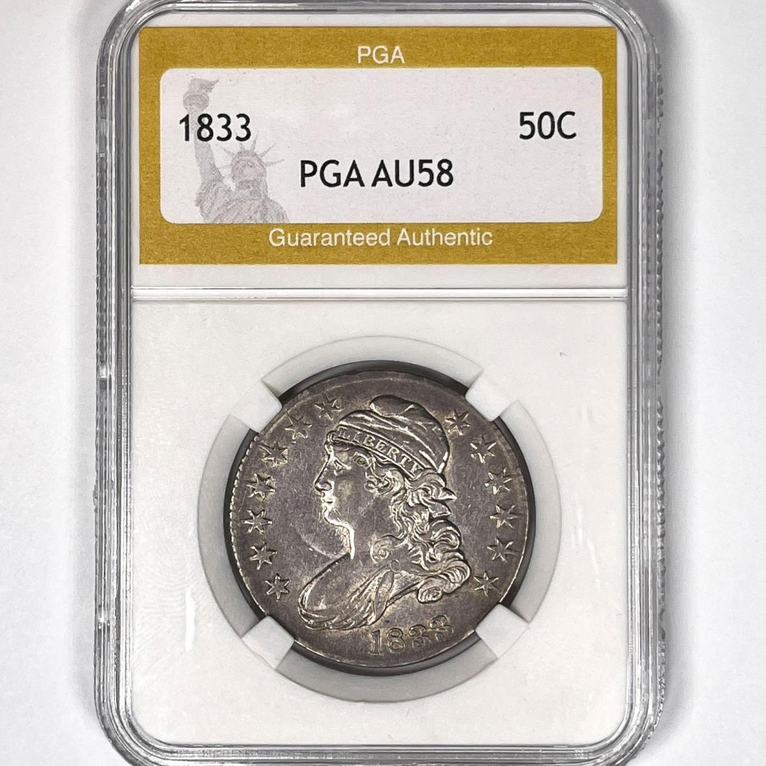 1833 Capped Bust Half Dollar PGA AU58 (1 of 2)