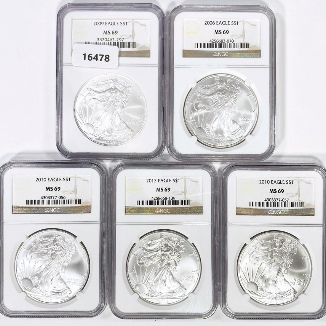2006-2012 Set (5) American Silver Eagle NGC MS69 (1 of 2)