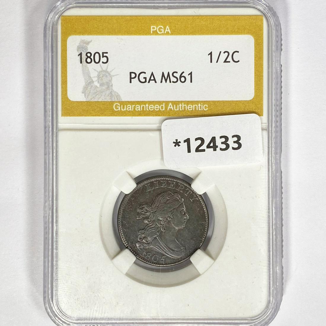 1805 Draped Bust Half Cent PGA MS61 (1 of 2)