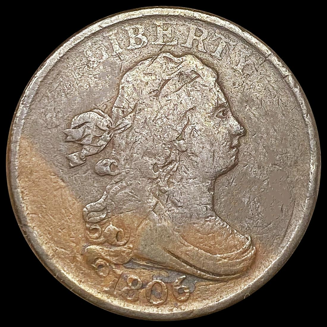 1806 Sm 6 No Stems Draped Bust Half Cent NICE CIRC (1 of 2)