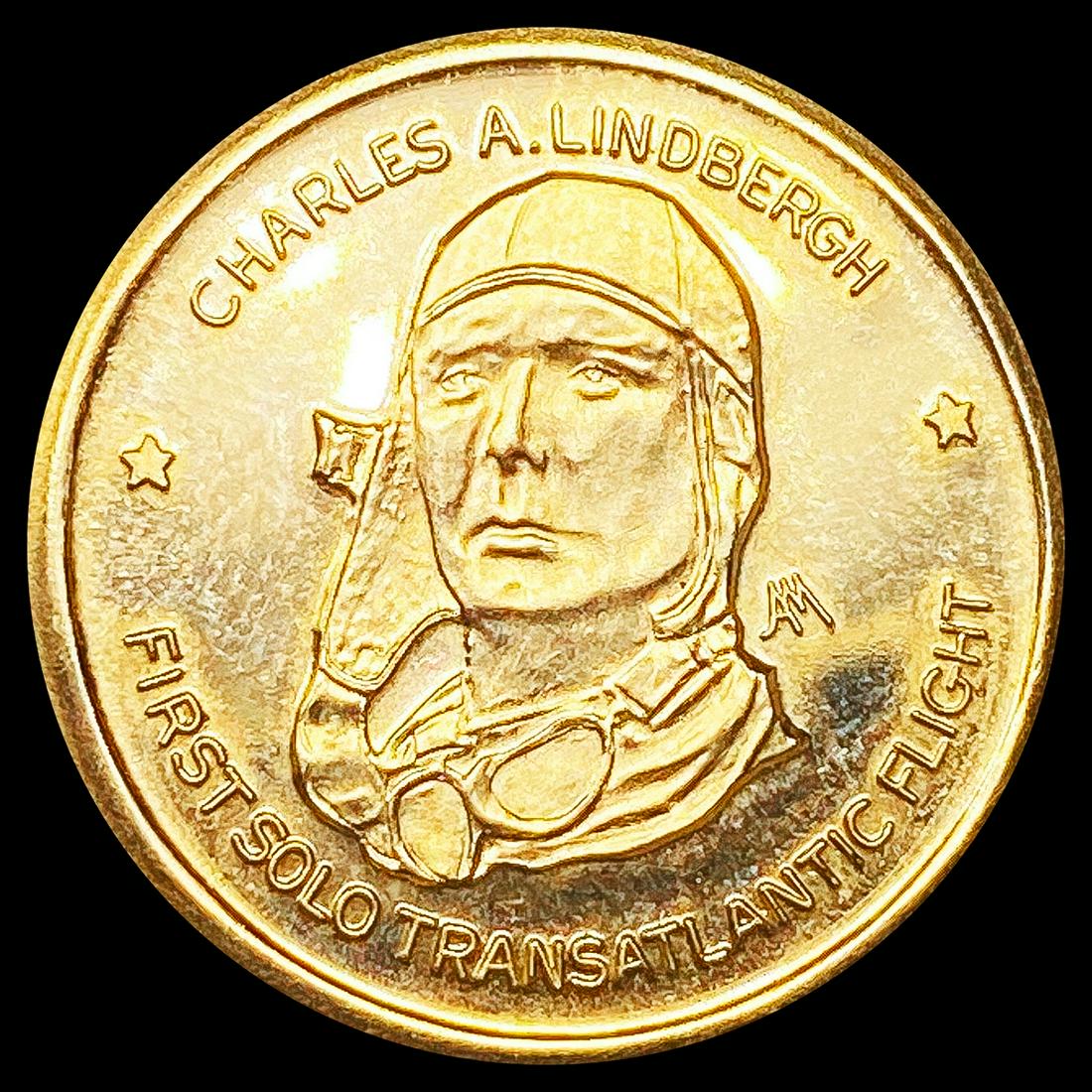 1977 3.4g 14k Solid Gold Lindbergh Coin UNC (1 of 2)