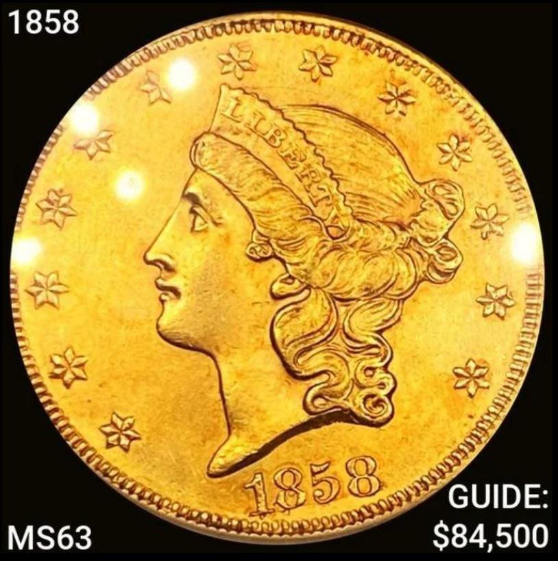 1858 $20 Gold Double Eagle CHOICE BU (1 of 4)