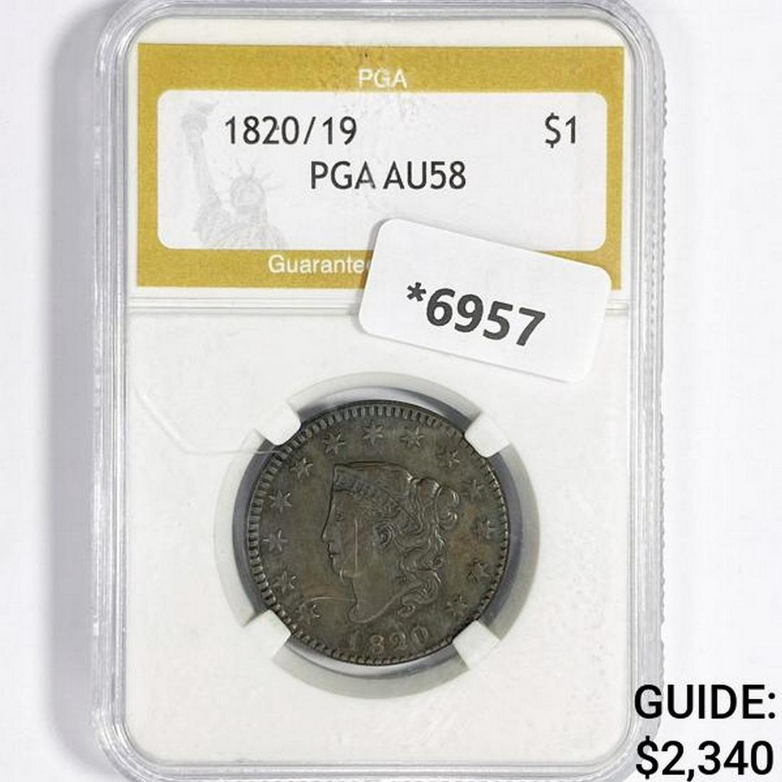 1820/19 Coronet Head Large Cent PGA AU58 (1 of 2)