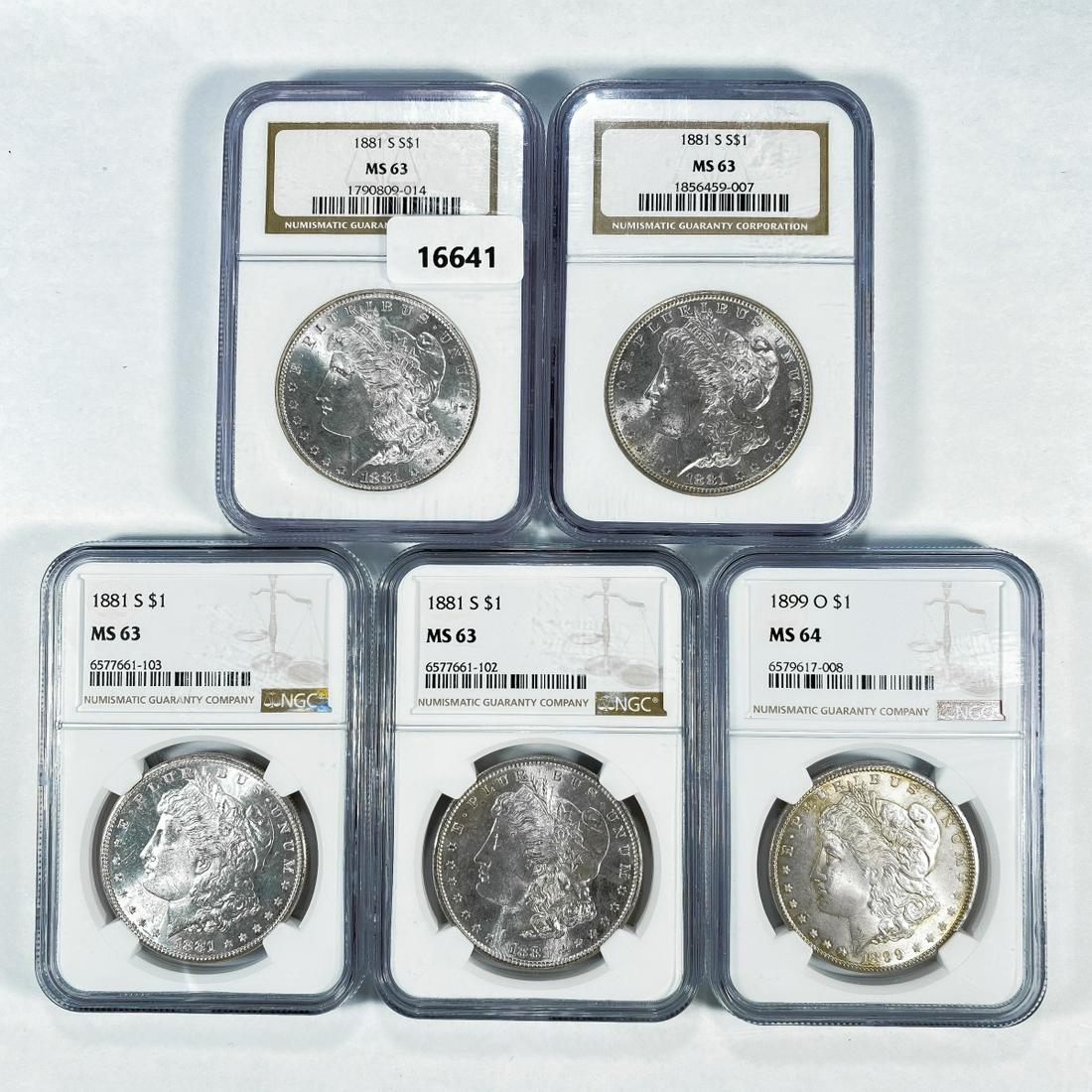 1881-1899 Set (5) Morgan Silver Dollar NGC MS (1 of 2)
