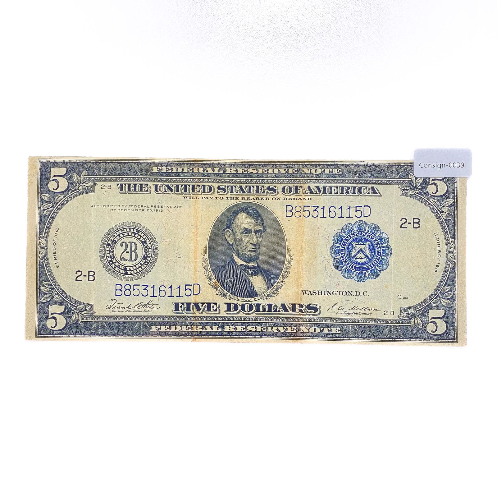 1914 LG $5 Fed Reserve Note (1 of 2)