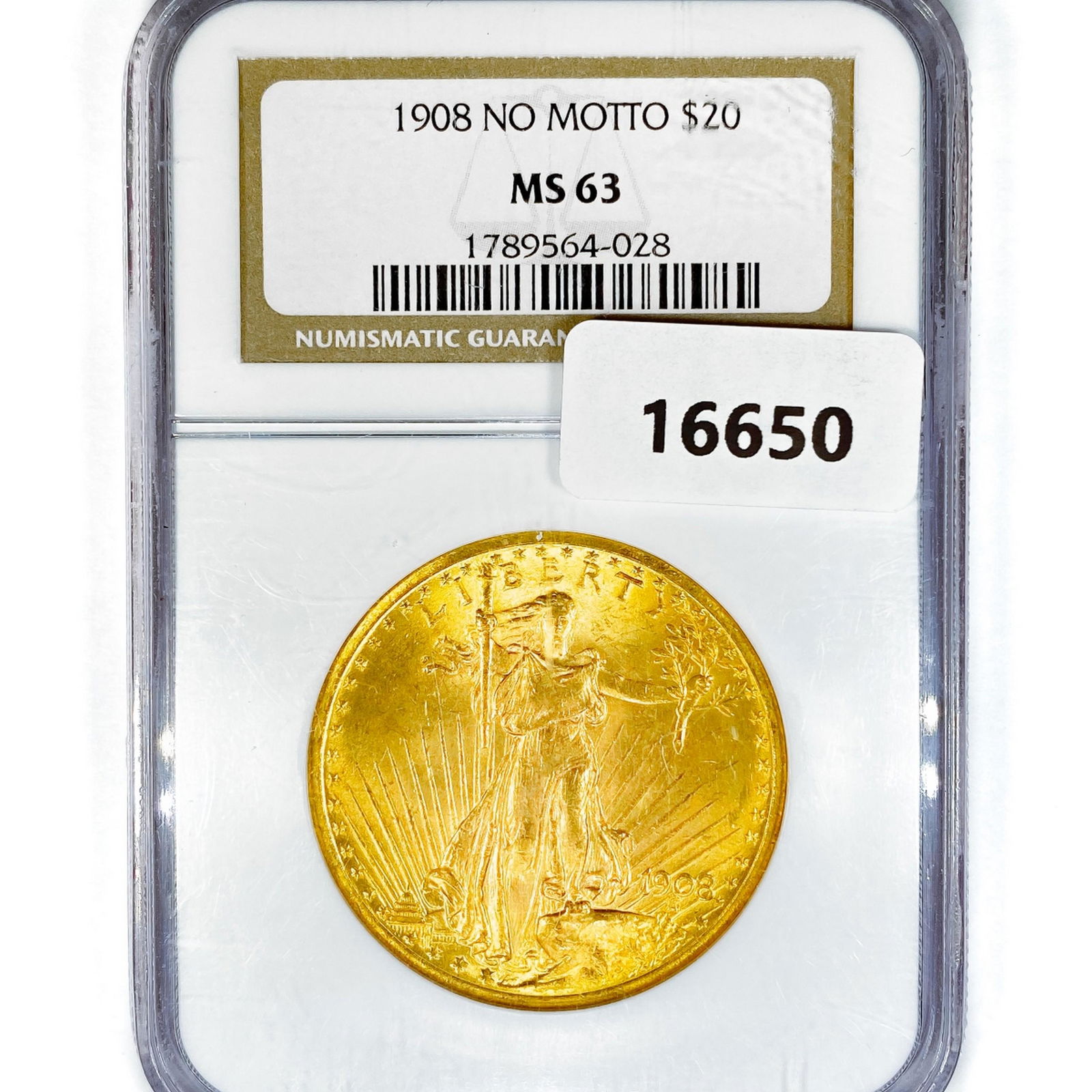 1908 $20 Gold Double Eagle NGC MS63 No Motto (1 of 2)